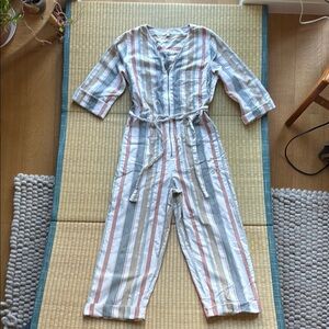 Madewell Striped Jumpsuit - Blue, White, Pink